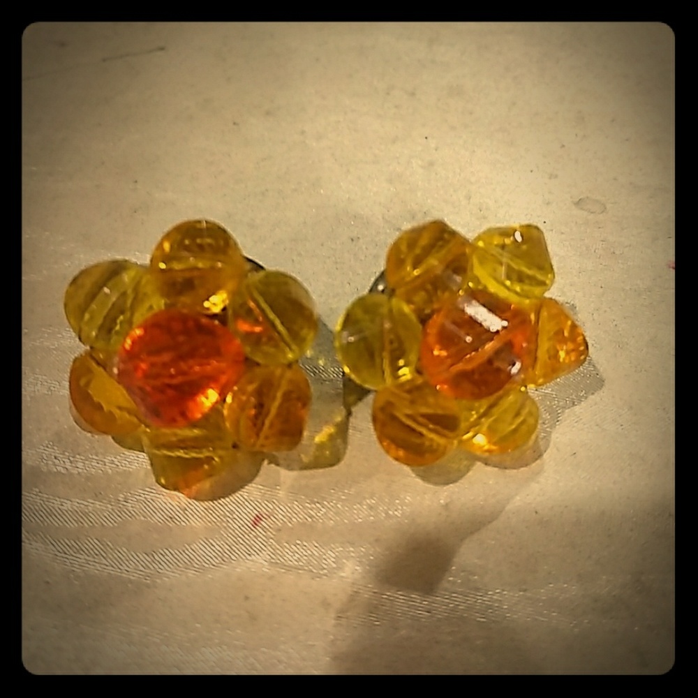 Yellow Vintage Clip-On Earrings